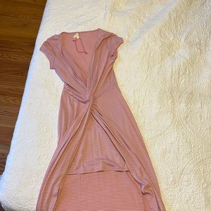 Pink with white strip dress, mini dress under